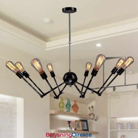 Svart Retro Vintage Metall 8 Lys Én-Etasjes Lysekrone