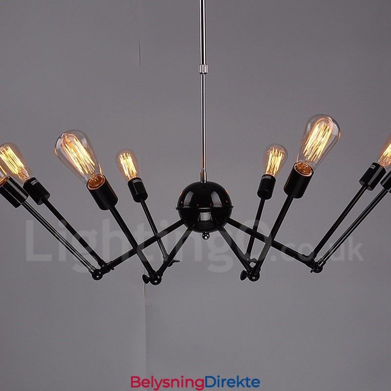 Svart Retro Vintage Metall 8 Lys Én-Etasjes Lysekrone