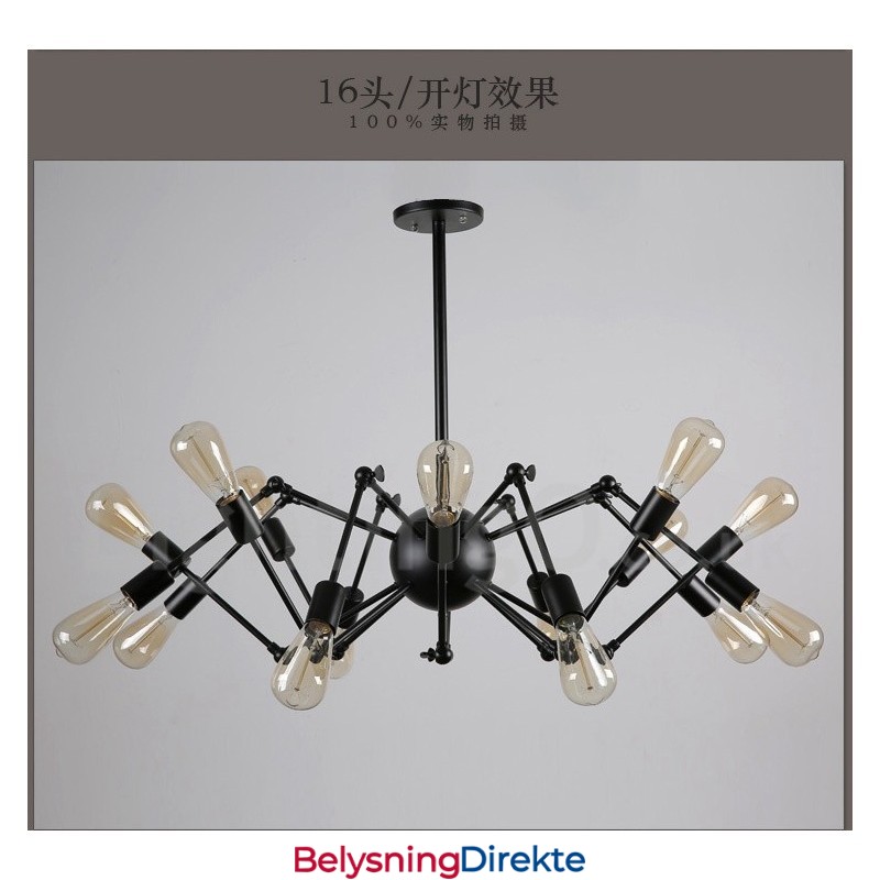 Svart Retro Vintage Metall 8 Lys Én-Etasjes Lysekrone
