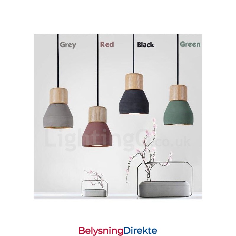 Enkelt Lys Moderne Samtidsstil Flerfarget Tre Betong Pendellampe
