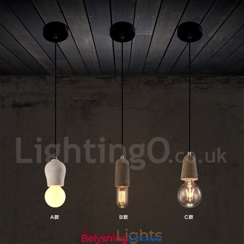 Rustikk Betong Pendellampe Med 1 Lys