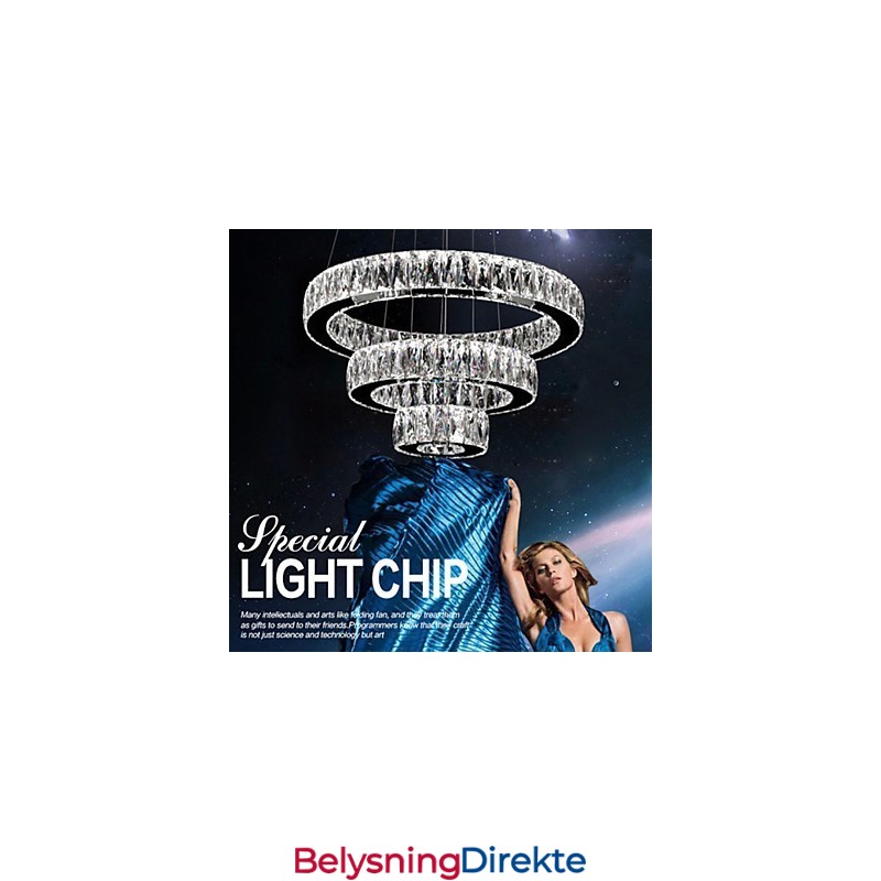 Krystalllysekronelys Moderne Belysning Tre Ringer D305070 K9 Store Krystalltaklamper