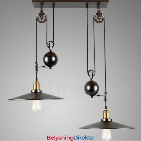 Landlig Vintage Metallpendellampe Med 2 Lys