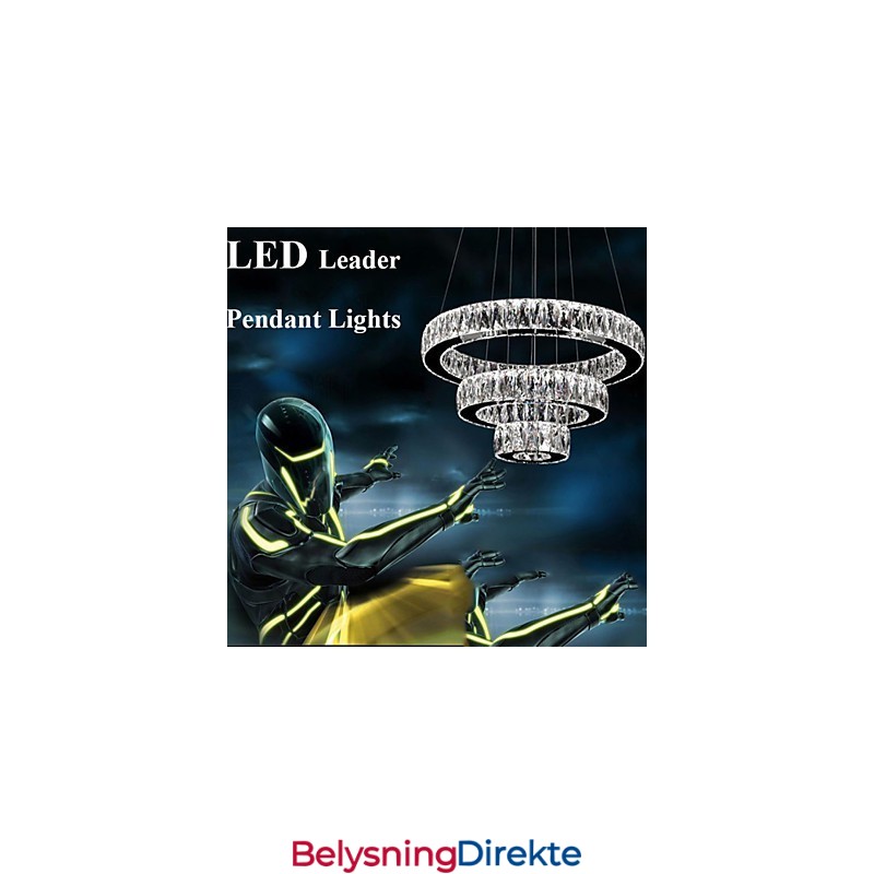 Krystalllysekronelys Moderne Belysning Tre Ringer D305070 K9 Store Krystalltaklamper