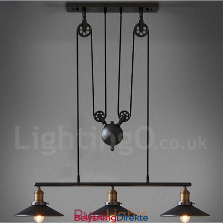 Landlig Vintage Metallpendellampe Med 3 Lys