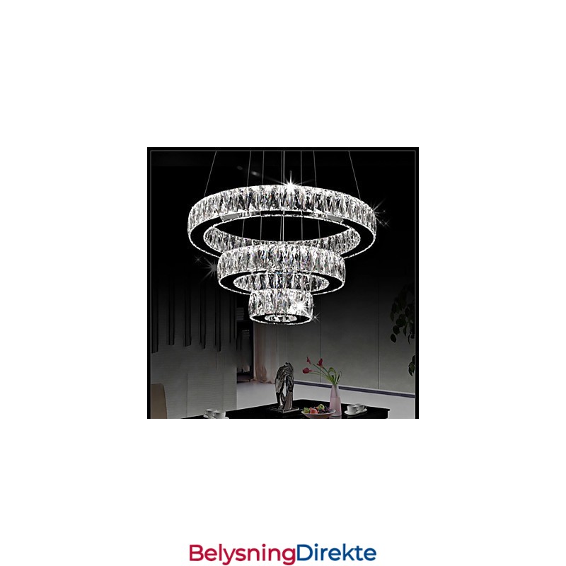 Krystalllysekronelys Moderne Belysning Tre Ringer D305070 K9 Store Krystalltaklamper