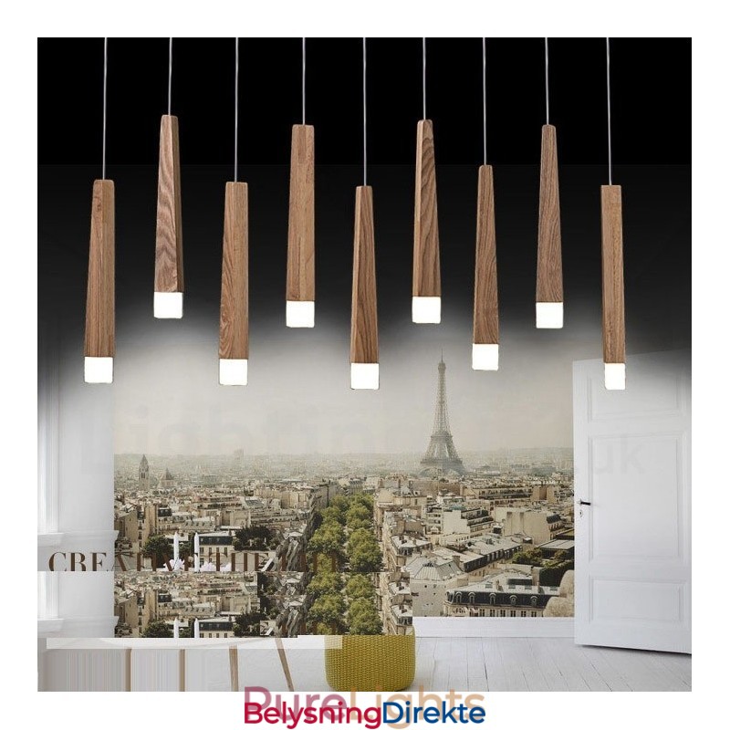 1 Lys Moderne Samtidskunstnerisk Anhengslampe I Tre