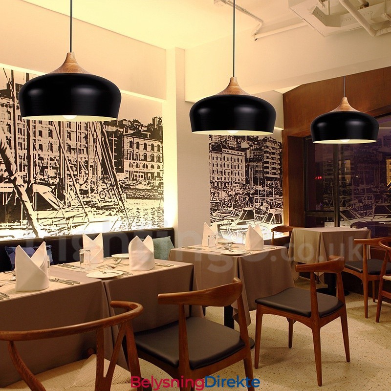 1 Lys Moderne Samtidskunstnerisk Anhengslampe I Tre