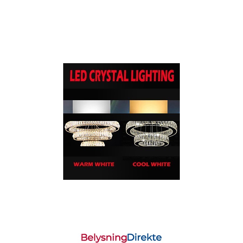 Krystalllysekronelys Moderne Belysning Tre Ringer D305070 K9 Store Krystalltaklamper