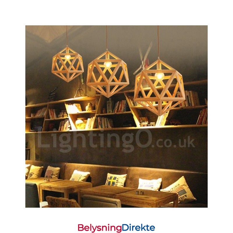 1 Lys Moderne Samtidskunstnerisk Anhengslampe I Tre