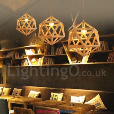 1 Lys Moderne Samtidskunstnerisk Anhengslampe I Tre