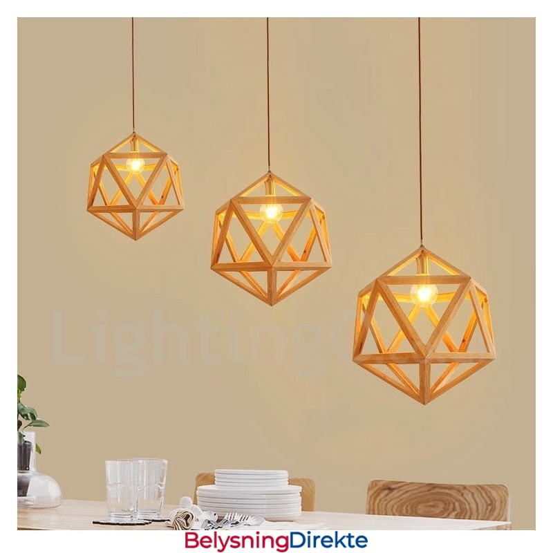 1 Lys Moderne Samtidskunstnerisk Anhengslampe I Tre