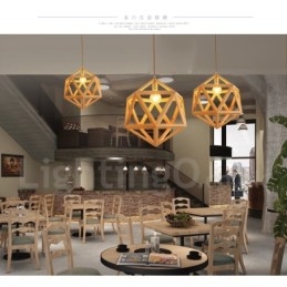 1 Lys Moderne Samtidskunstnerisk Anhengslampe I Tre