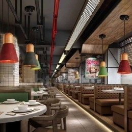 Moderne, Samtidskunstnerisk Tre- Og Betonghenglampe I Flere Farger