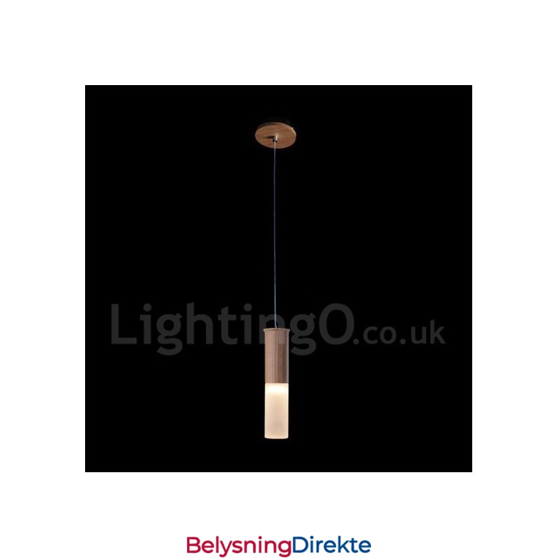 Moderne Samtids Pendellampe I Tre Med Én Lyspære