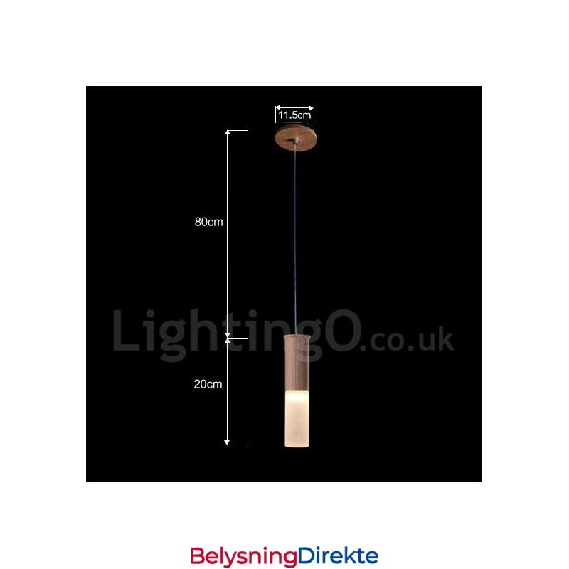Moderne Samtids Pendellampe I Tre Med Én Lyspære