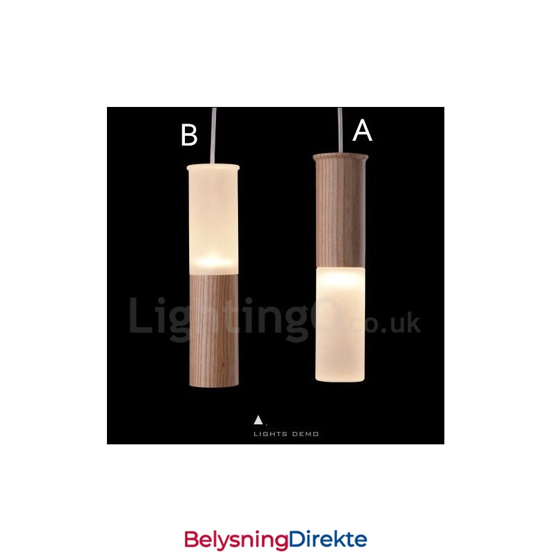 Moderne Samtids Pendellampe I Tre Med Én Lyspære
