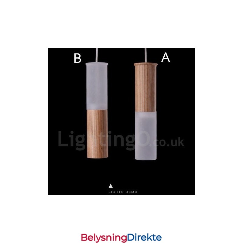 Moderne Samtids Pendellampe I Tre Med Én Lyspære
