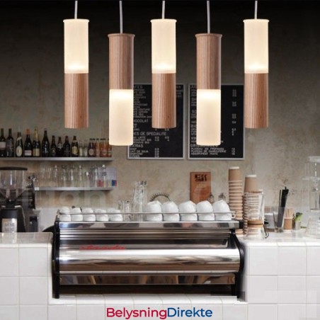 Moderne Og Samtidskunstnerisk Pendellampe I Tre Med 5 Lys