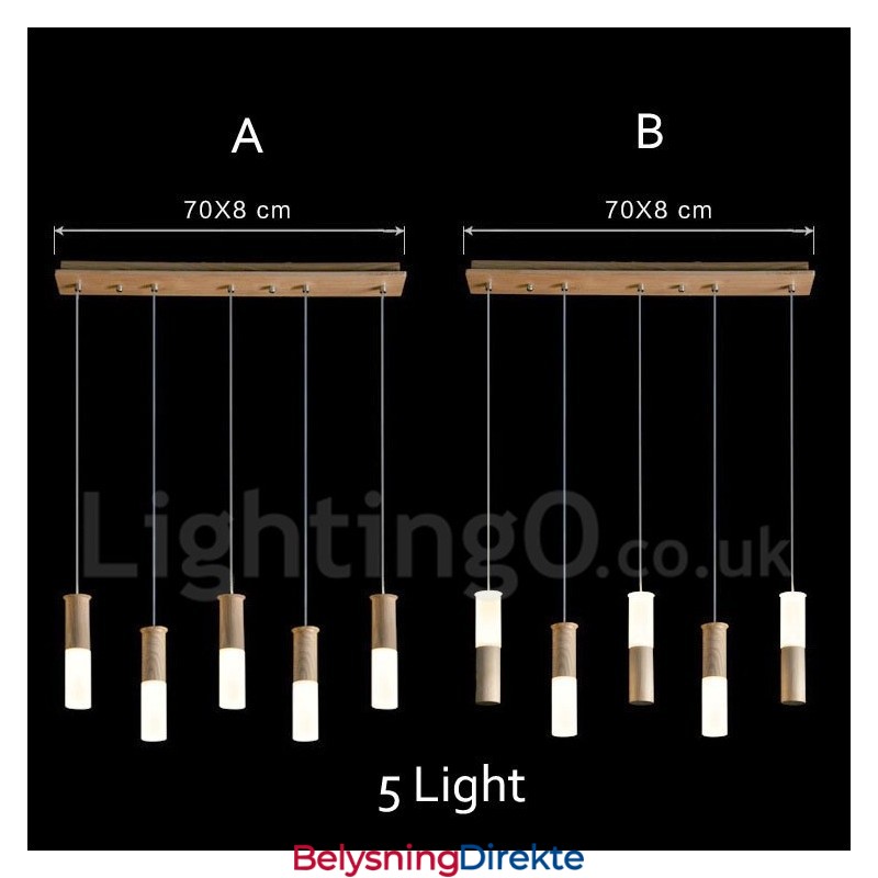 Moderne Og Samtidskunstnerisk Pendellampe I Tre Med 5 Lys