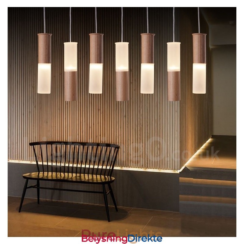 Moderne Og Samtidskunstnerisk Pendellampe I Tre Med 7 Lys