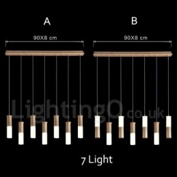 Moderne Og Samtidskunstnerisk Pendellampe I Tre Med 7 Lys