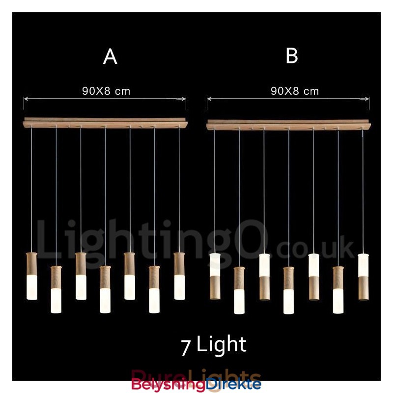 Moderne Og Samtidskunstnerisk Pendellampe I Tre Med 7 Lys