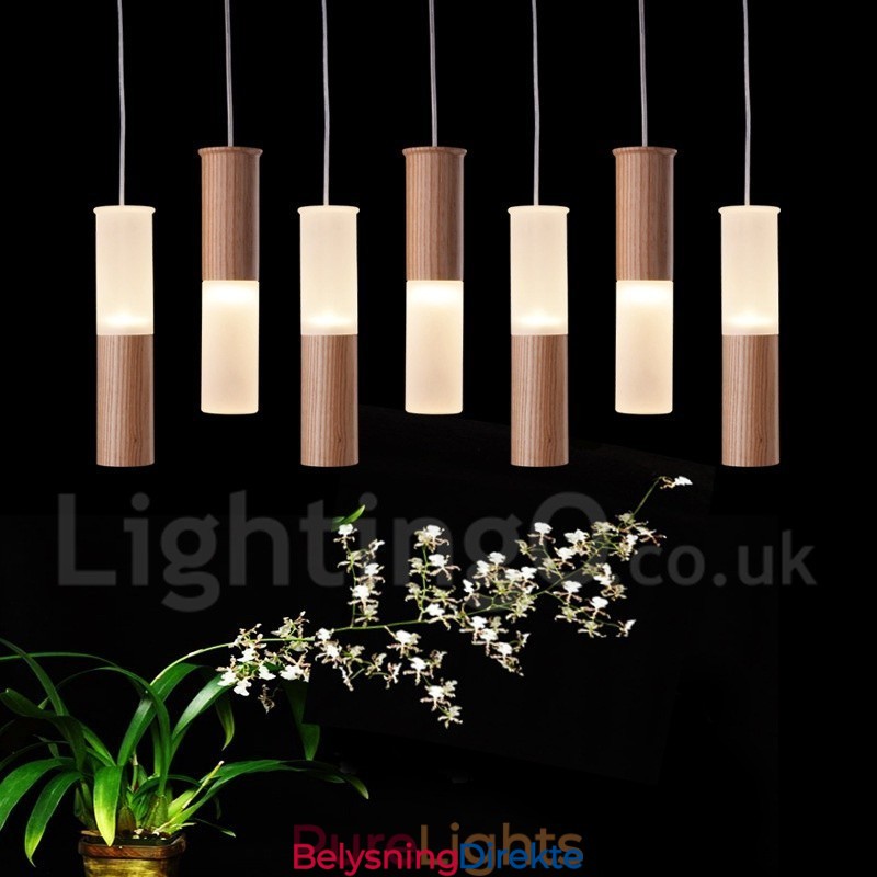 Moderne Og Samtidskunstnerisk Pendellampe I Tre Med 7 Lys