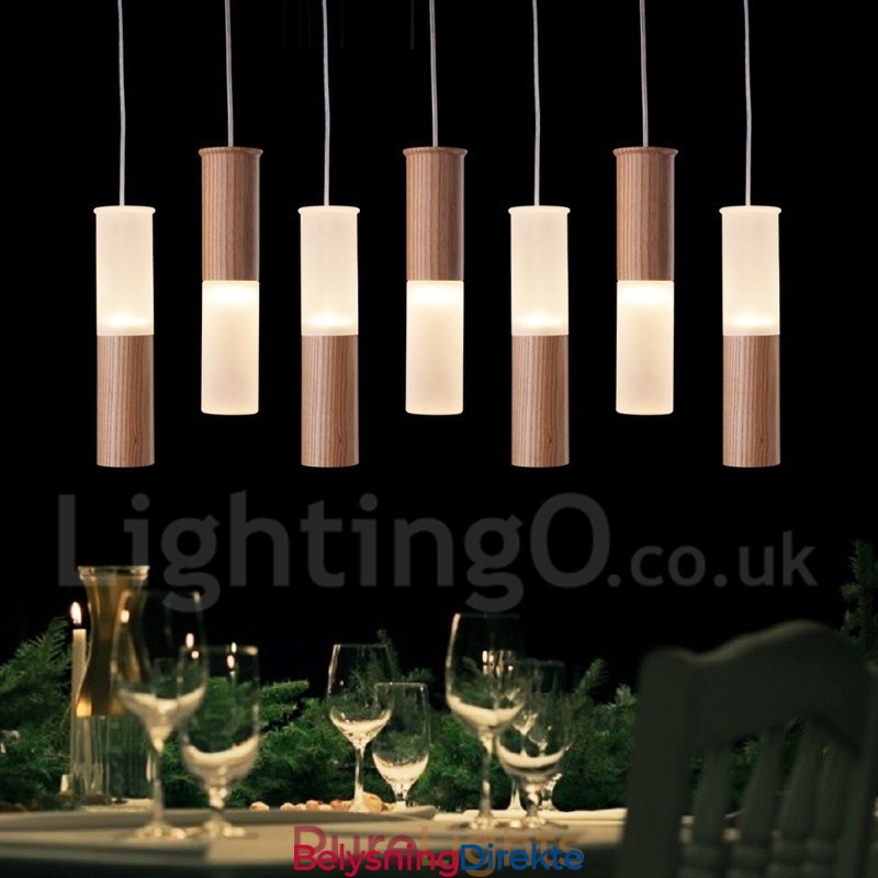 Moderne Og Samtidskunstnerisk Pendellampe I Tre Med 7 Lys