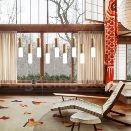 Moderne Og Samtidskunstnerisk Pendellampe I Tre Med 9 Lys