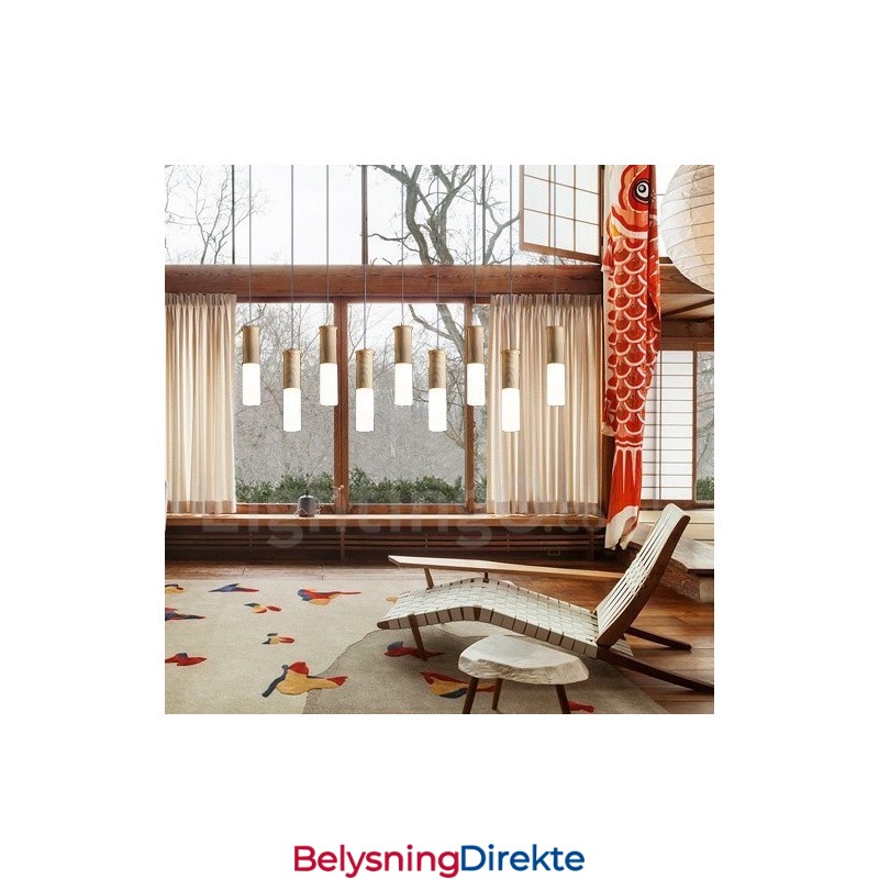 Moderne Og Samtidskunstnerisk Pendellampe I Tre Med 9 Lys