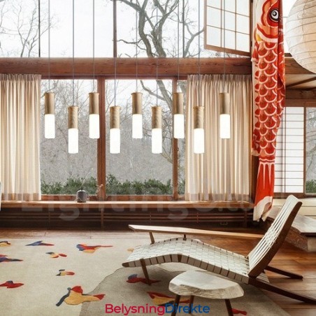 Moderne Og Samtidskunstnerisk Pendellampe I Tre Med 9 Lys