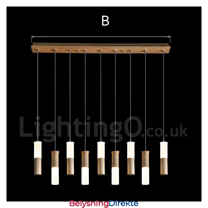 Moderne Og Samtidskunstnerisk Pendellampe I Tre Med 9 Lys