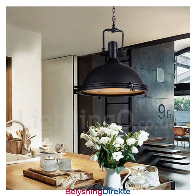Svart Vintage Metall Pendellampe