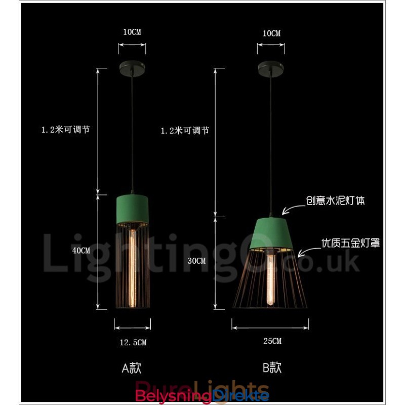 1 Lys Metall Betong Pendellampe