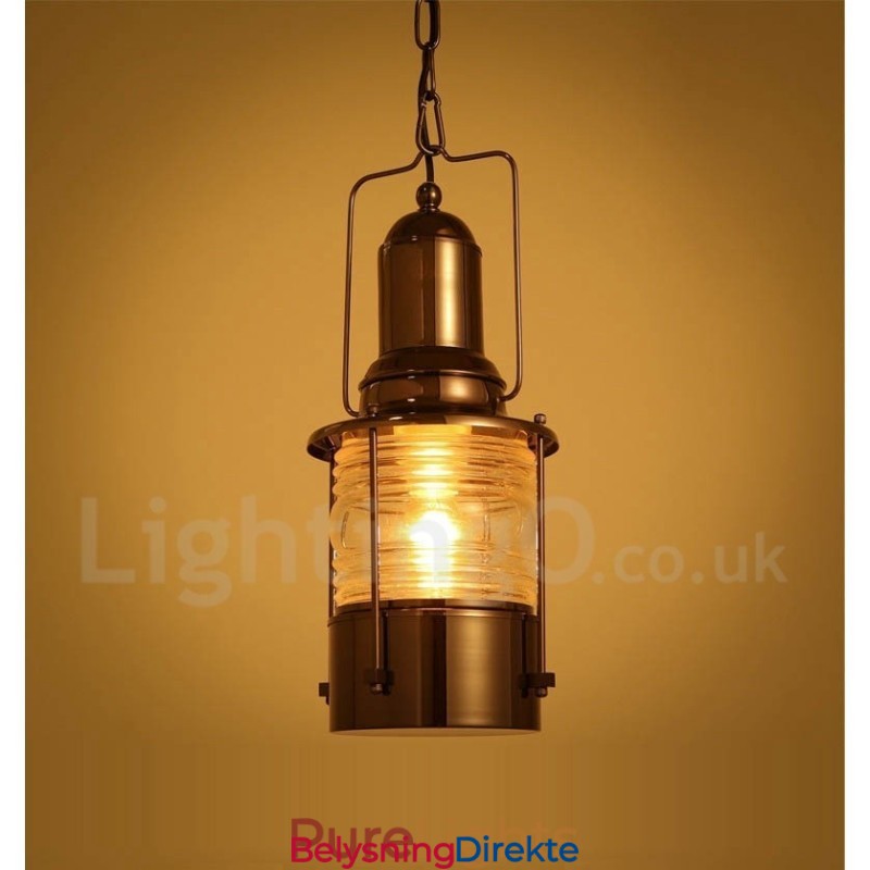 Retro Vintage 1-Lyss Lanterne Kobber Pendellampe