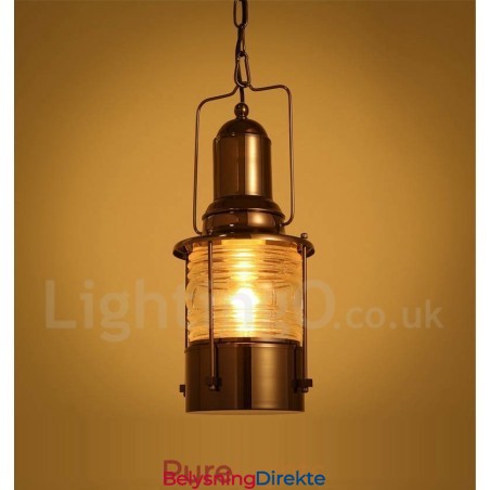 Retro Vintage 1-Lyss Lanterne Kobber Pendellampe