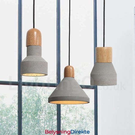 Moderne, Samtidskunstnerisk Trebetong Pendellampe Med Én Lyskilde