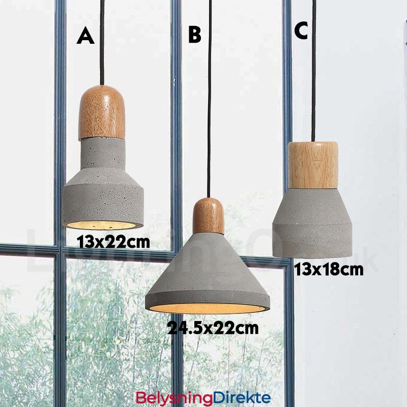 Moderne, Samtidskunstnerisk Trebetong Pendellampe Med Én Lyskilde