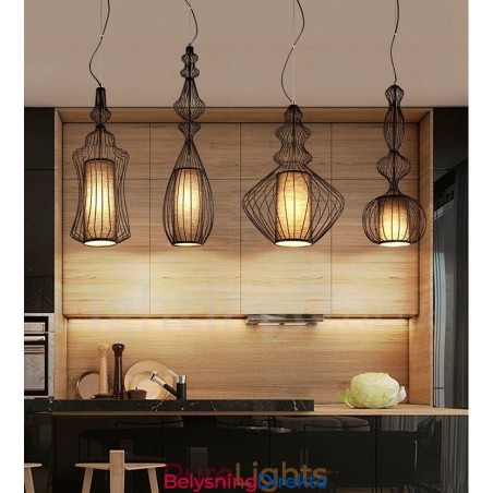 Landlig Vintage Metallvaseformet Anhengslampe