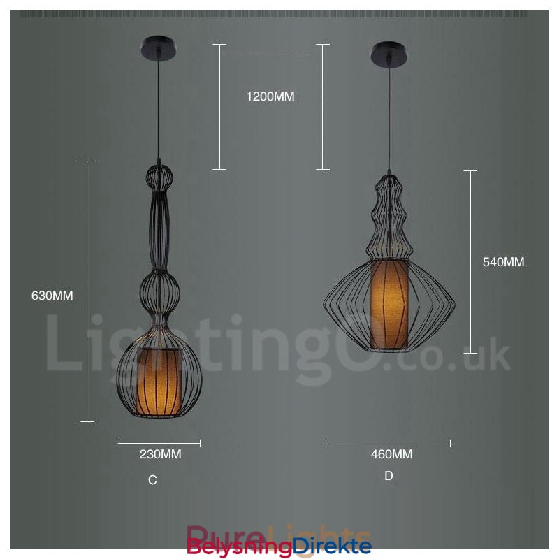 Landlig Vintage Metallvaseformet Anhengslampe