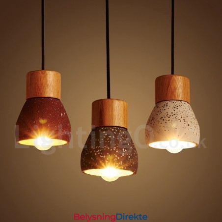Moderne Samtidsstil 1 Lys Trebetong Pendellampe