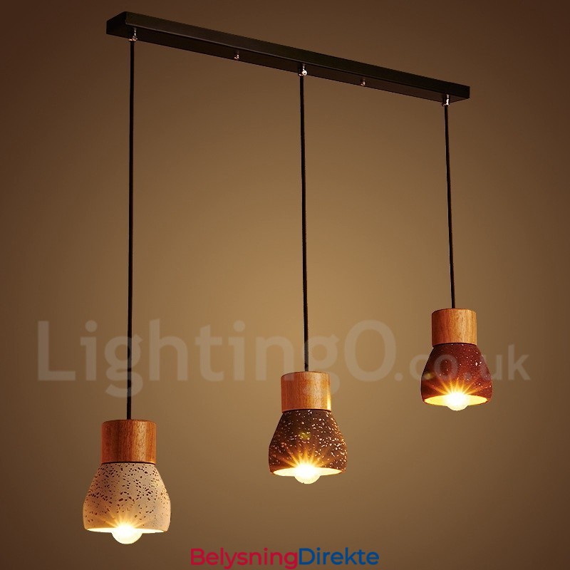 Moderne Samtidsstil 1 Lys Trebetong Pendellampe