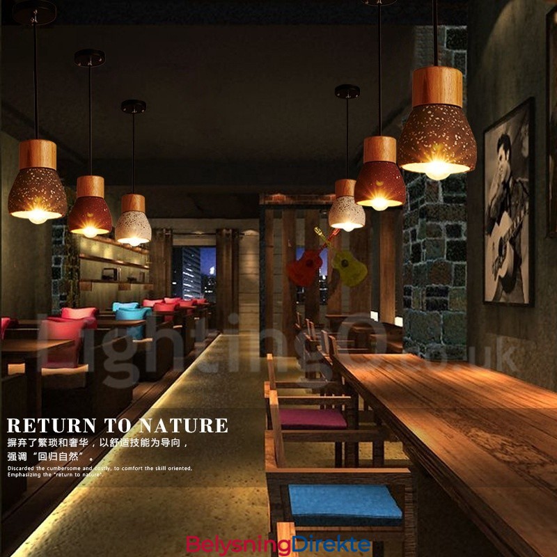 Moderne Samtidsstil 1 Lys Trebetong Pendellampe