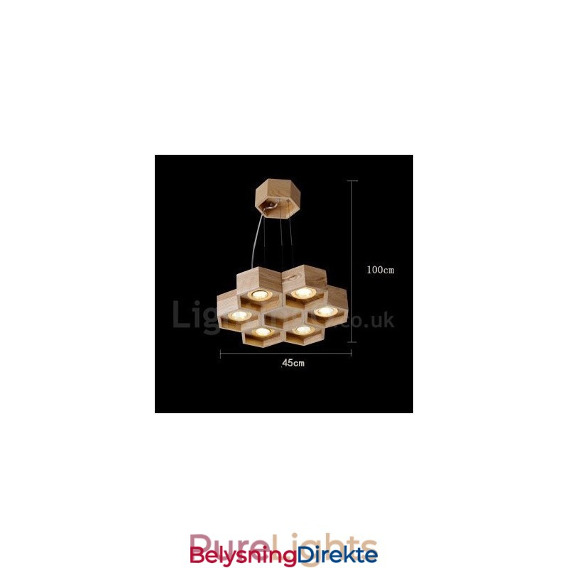 6 Lys Moderne Og Moderne Pendellampe I Tre