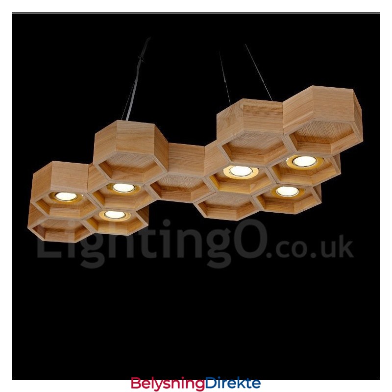 6 Lys Moderne Og Moderne Pendellampe I Tre