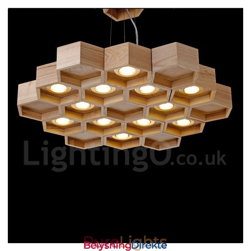 12-Lys Moderne Og Moderne Pendellampe I Tre