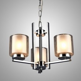 Jernelektroplatet Lysekrone Med Glassskjerm Klassisk Stearinlyslampe Med 3 Hoder