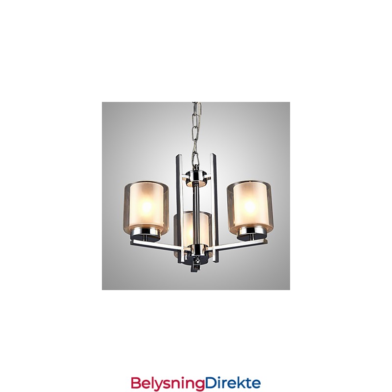 Jernelektroplatet Lysekrone Med Glassskjerm Klassisk Stearinlyslampe Med 3 Hoder