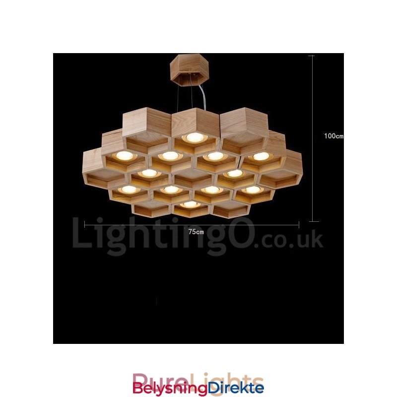 12-Lys Moderne Og Moderne Pendellampe I Tre